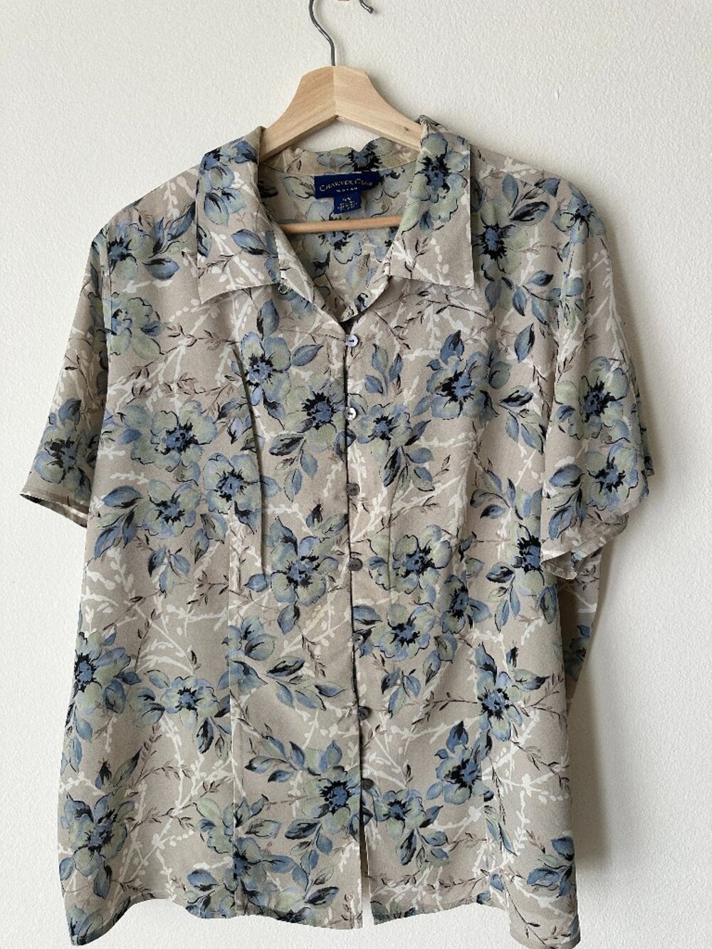 Charter Club Woman 100% Silk Floral Blouse Plus Size 18W